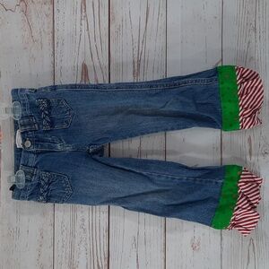 Old Navy Kids Blue Jeans with Green and Red Trim